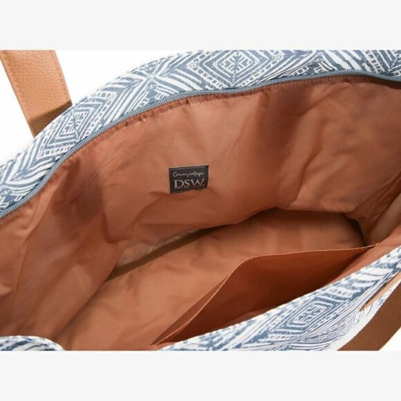 Ikat Blue Weekender Bag with handles and long strap NWOT - Picture 9 of 10